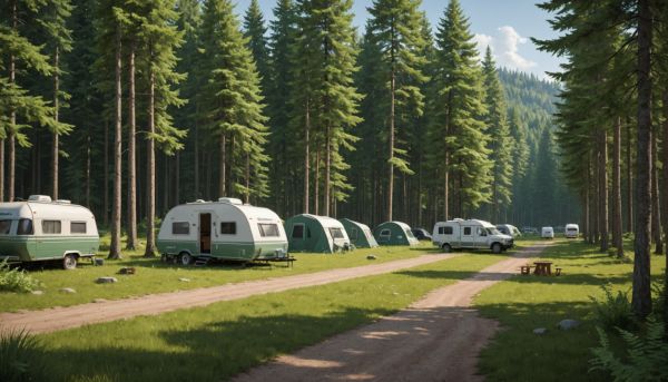 Emplacements ombragés pour tentes et caravanes